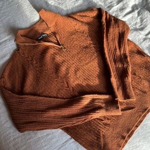 Shein Rust Quarter-Zip Sweater